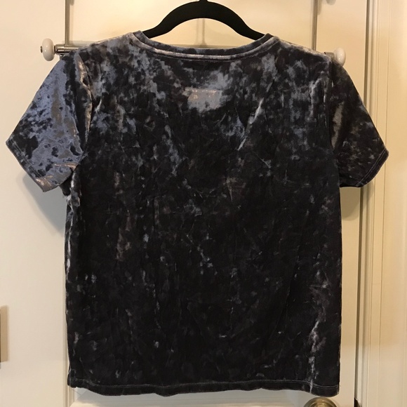 Gorgeous Aeropostale short sleeve dark silver gray crewneck velvet top (S) - Picture 5 of 13